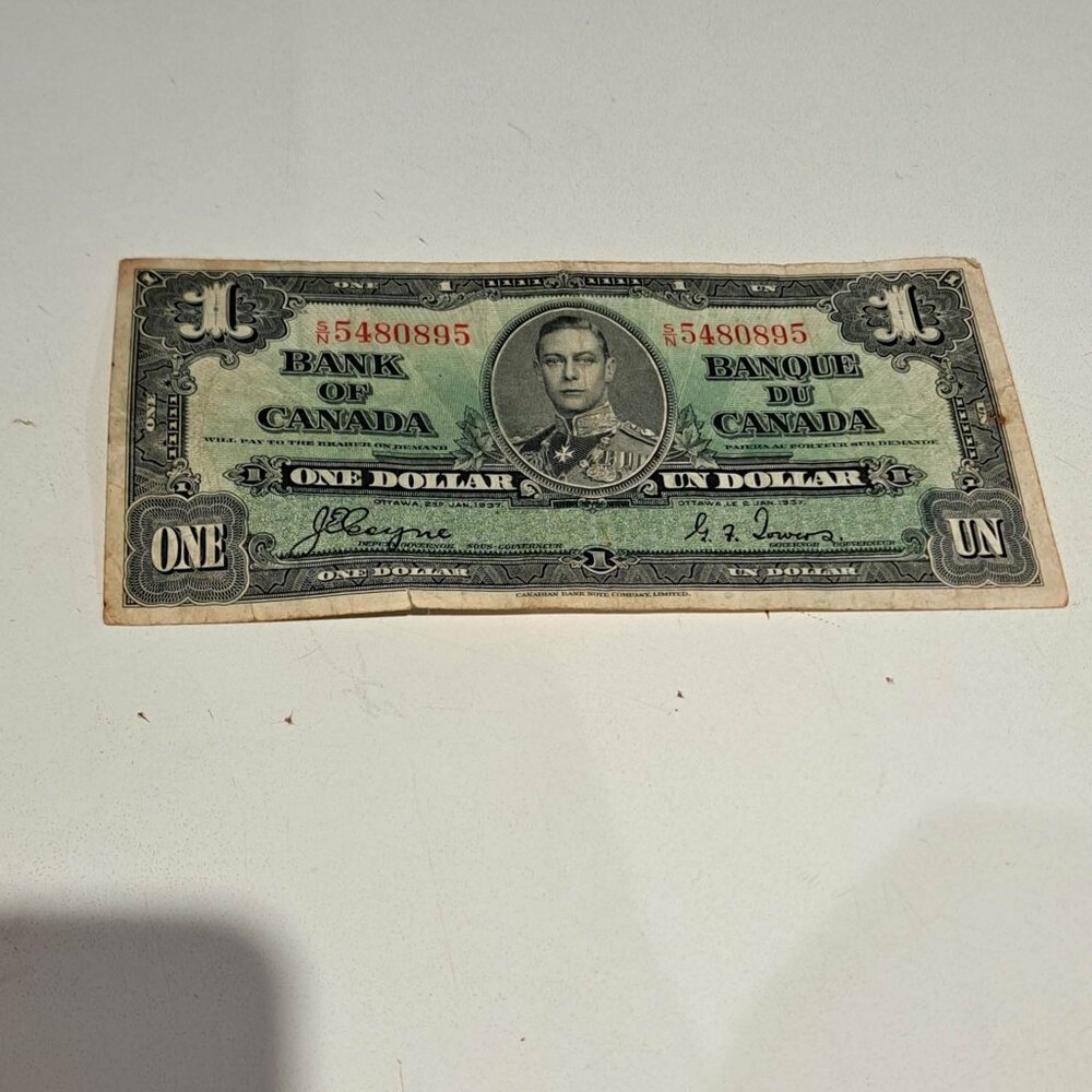 1 dollar bank of Canada bill / note 1937